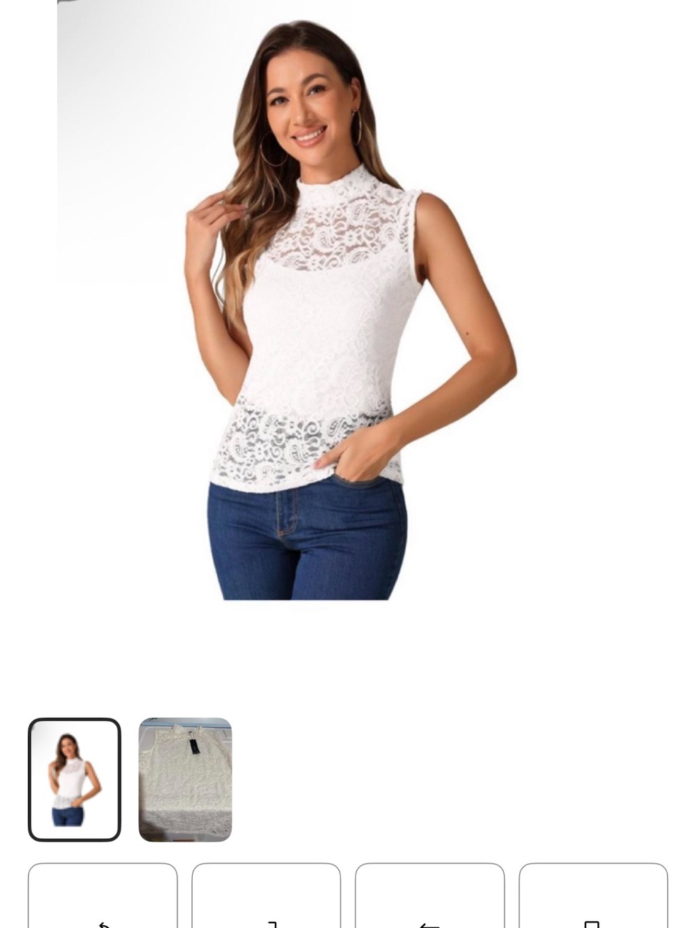 Allegra K White Sleeveless Lace Mock Neck Camisole